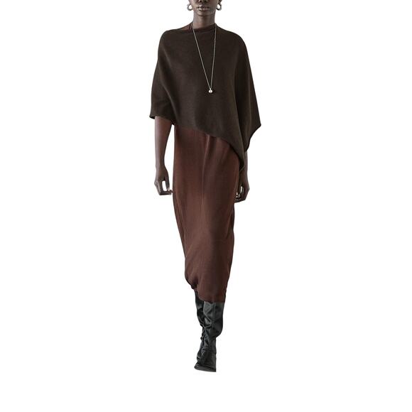 Massimo Dutti 'Asymmetric' Brown Cashmere Cape Size OS - Picture 1 of 4